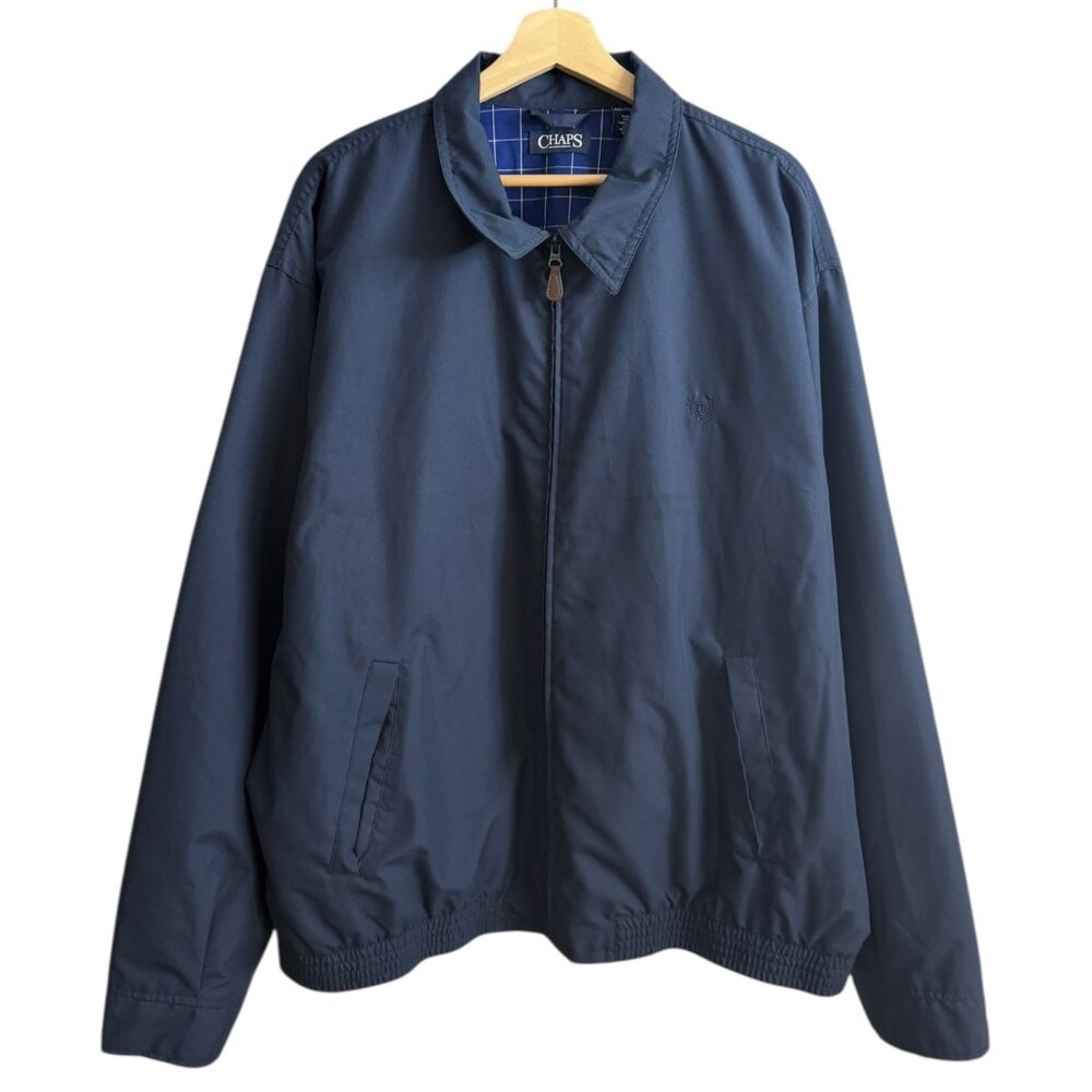 Chaps‎ Ralph Lauren Mens Harrington Bomber Jacket Navy XXL Retro Plaid Lined